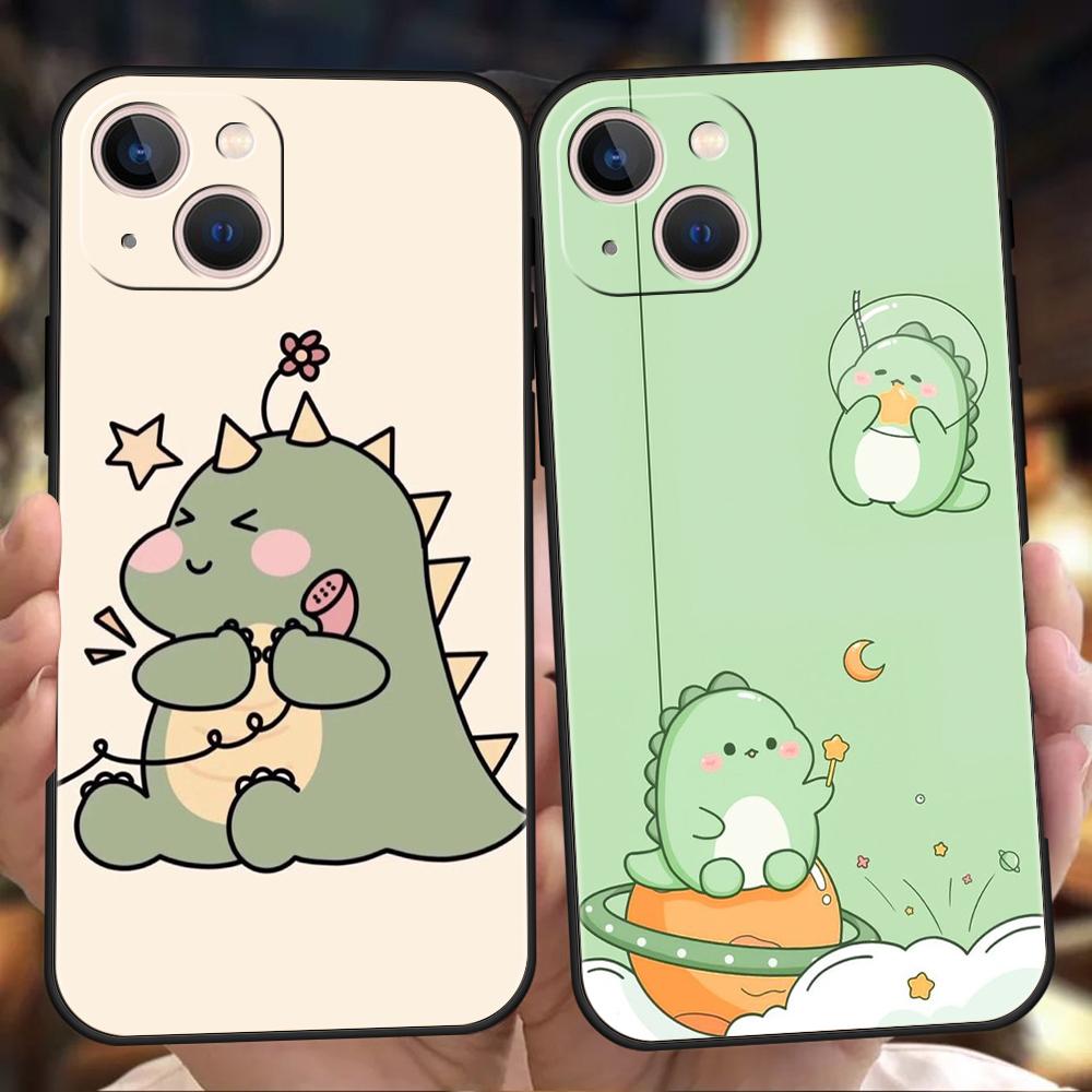 Забавный Милый Мультяшный Чехол-Динозавр для Телефона iPhone 16 15 14 13 12 Pro Max 11 Pro Max 7 8 Plus XS XR Ударопрочный Силиконовый Мягкий Чехол