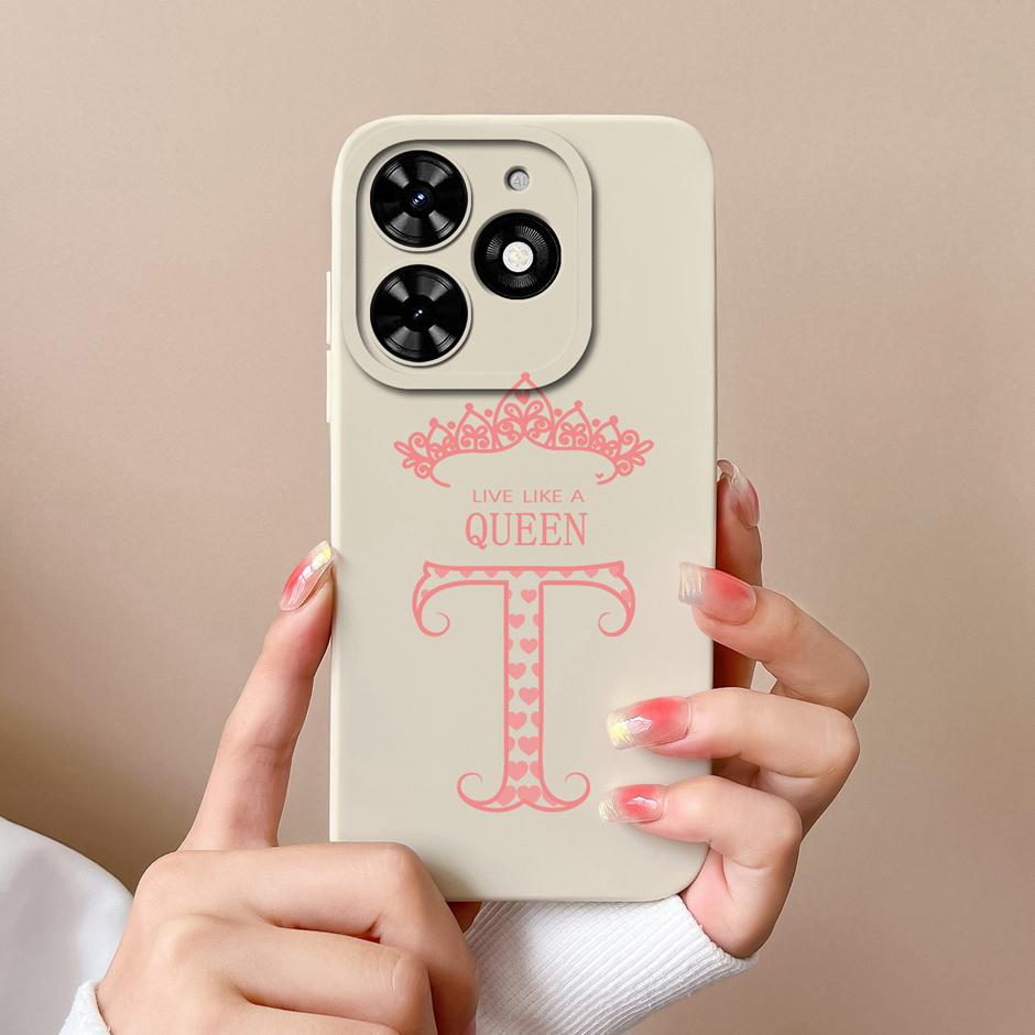 Чехол для Tecno Spark Go 2024 Advanced Sense Роскошная задняя крышка с буквой Короны для Tecno Spark Go2024 Узорчатый корпус из жидкого силикона