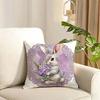 Cute rabbit holding flowers Cushion Cover Reversible Plush Pillow Cover Soft Fluffy Home Decor for Sofa Bedroom