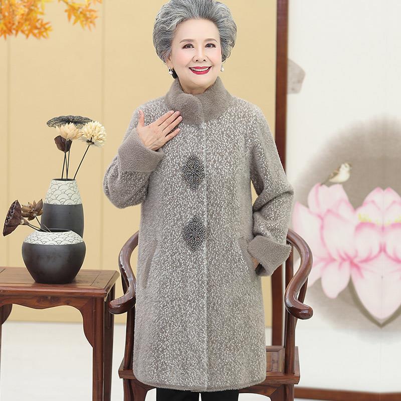 Зимняя норковая шуба для мам среднего возраста, покрытая пуговицами, толстая теплая меховая верхняя одежда