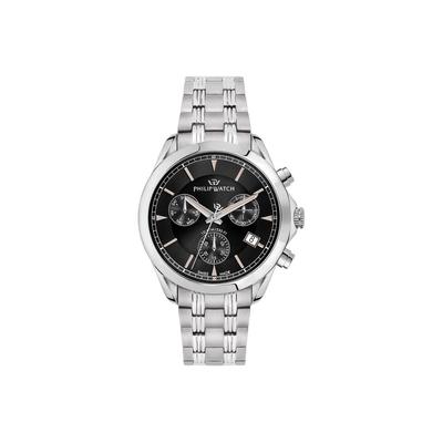 Часы Philip Watch Swiss Made Blaze Chronograph из нержавеющей стали с черным циферблатом, кварцевые, R8273665004, 100 м, мужские часы