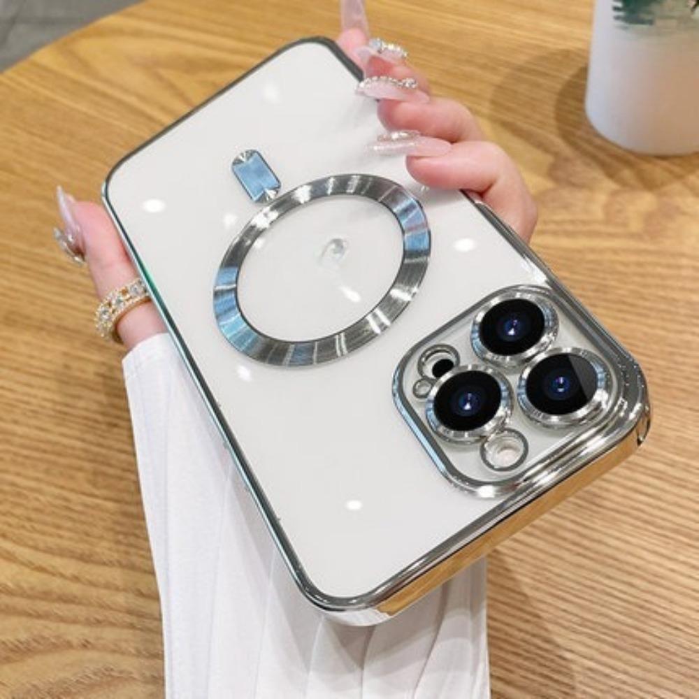 **Гальванизированный Магнитный Чехол для Телефона с Зарядкой для iPhone 18 Pro Max 15 16E Полное Покрытие Защитная Пленка для Камеры