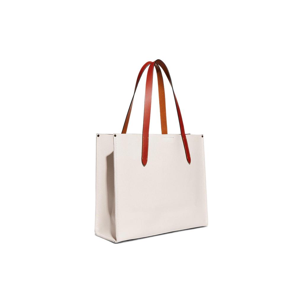 New COACH Pebbled Leather With Wax Plant Leather And Coated Canvas One Shoulder Handbag Tubas Men's White CH765-CAH