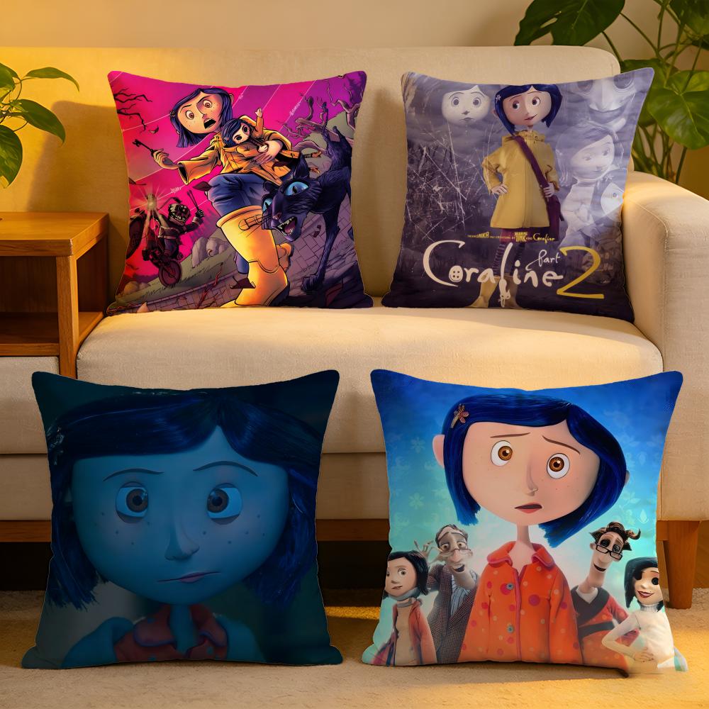 Cushion Cover Linen SkinFriendly Soft Decorative Case For Sofa Home Decor CCoraline Anime Pillow cover