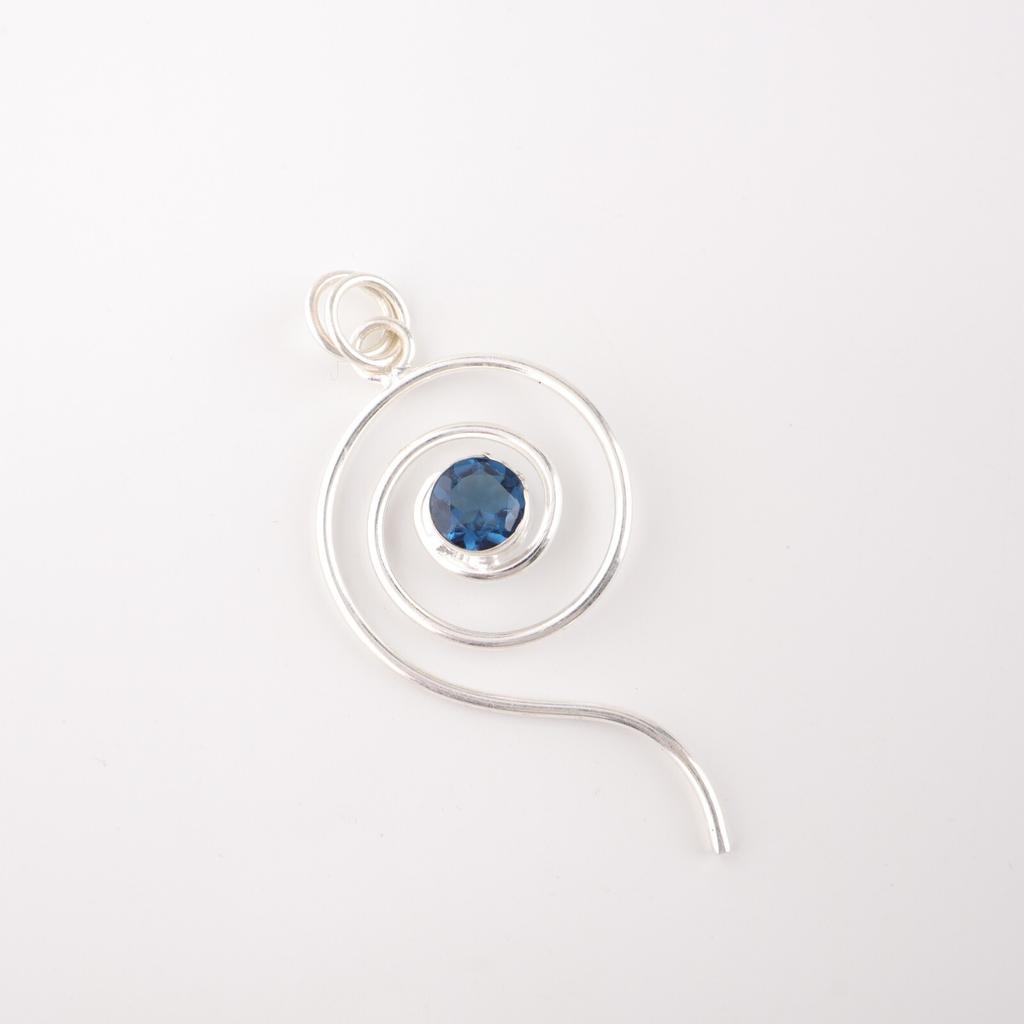 Natural London Blue Topaz Gemstone 925 Sterling Silver Jewelry Handmade Pendant PP-42-19