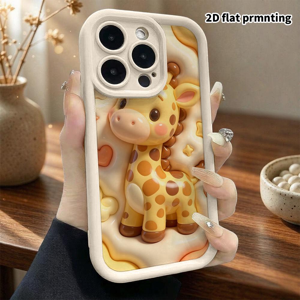Phone case: 2D flat design suitable for iPhone 18 17 16 15 14 13 Pro protective case, giraffe, perfect Christmas and Halloween holiday gift