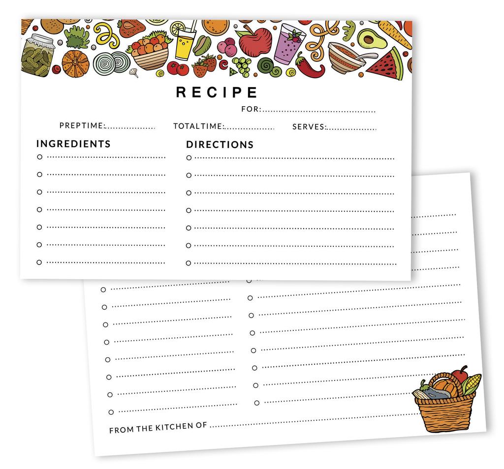 Inkdotpot Карточки с рецептами 4x6 дюймов (Набор из 50) , Толстые двухсторонние карточки премиум-класса - белые карточки для заметок с рецептами в современном стиле