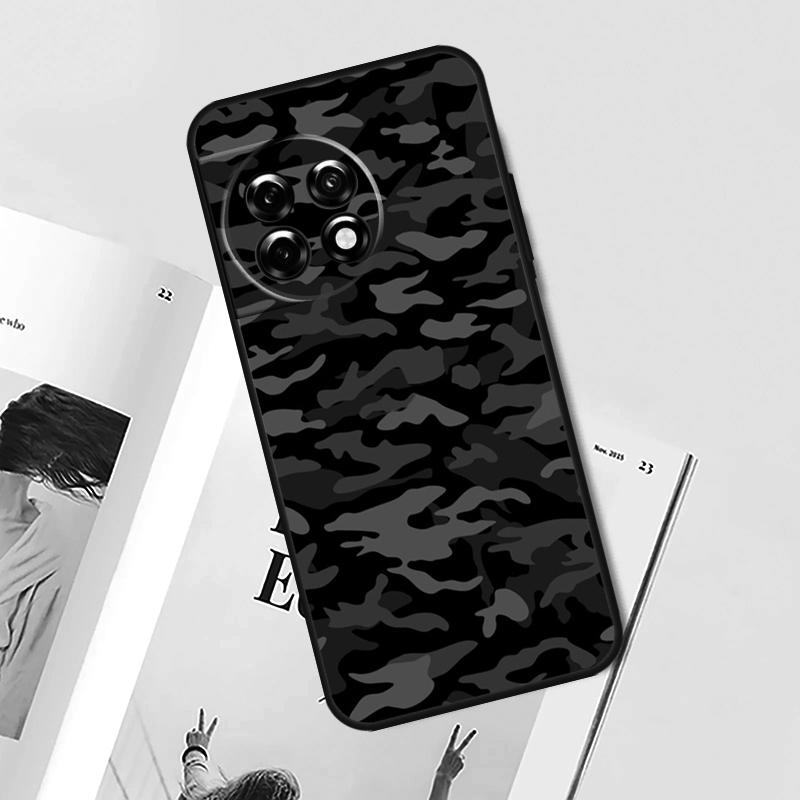 Black Night Camo Camouflage For OnePlus 12 11 9 10 Pro 8T 9RT 10T 10R 12R OnePlus Nord 3 2T CE 2 Lite N10 N20 N200 Case