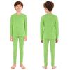 Kids Warm Loungewear Set 2-Piece, Solid Color Thermal Long Sleeve Shirt & Elastic Waist Pants, Sleepwear Winter Underwear