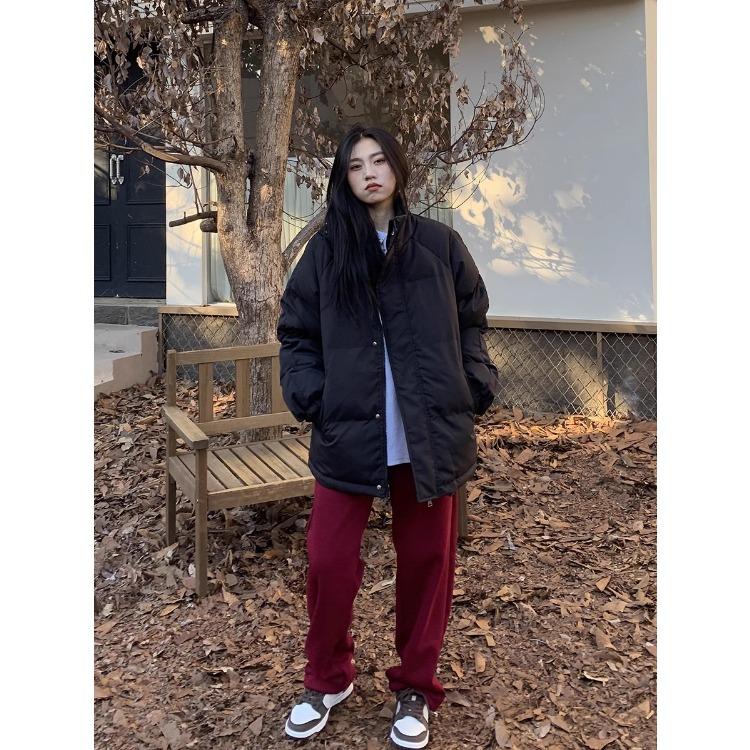 Зимняя модная свободная хлопковая куртка для женщин, пальто с воротником-стойкой