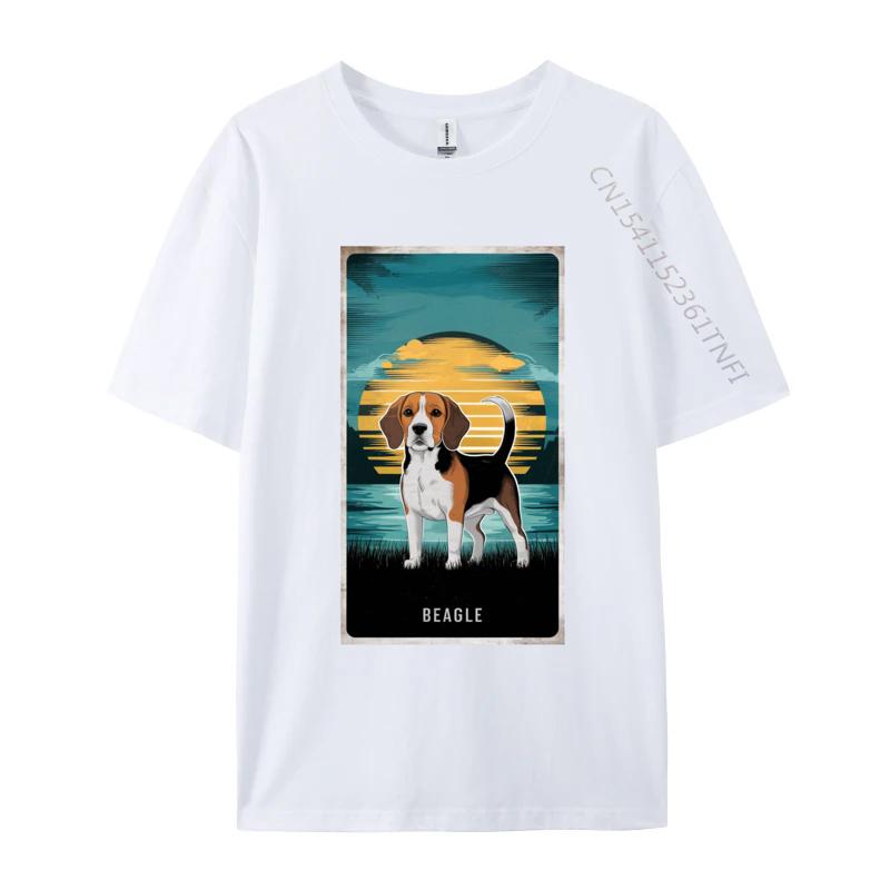 Classic Beagle Sunset TShirt Men Coupons Printed Tops  Tees Cotton T Shirts Cute Dog Anime Tshirts
