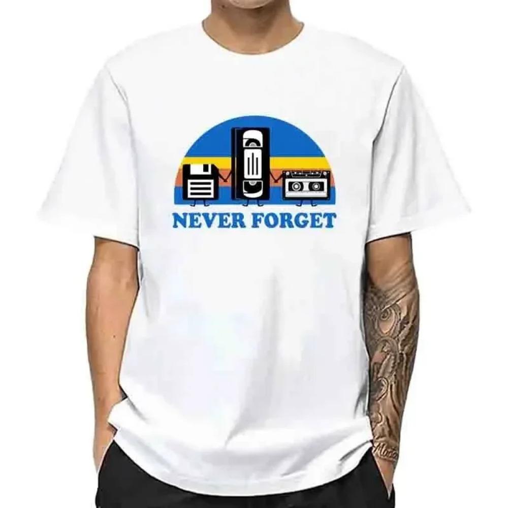 Summer Men's T-shirt Never Forget Sarcastic Graphic Music Funny Printed Blend T-Shirt Loose Male Top Casual Short Sleeve