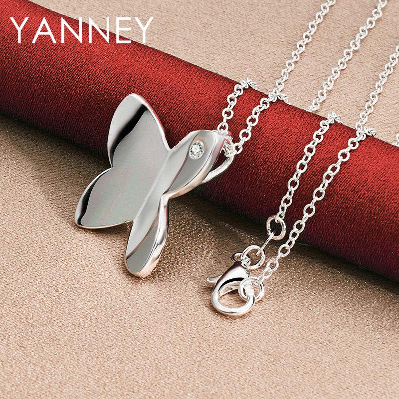 Elegant 925 Sterling Silver 16-30 Exquisite Butterfly Cross Pendant Women's Necklace Party Gift Accessories Wedding
