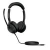 Jabra Evolve2 50 UC стереофоническая гарнитура с микрофоном с функцией шумоподавления, USB-подключение, Bluetooth-подключение, мягкая кожаная подушка, пульт ДУ