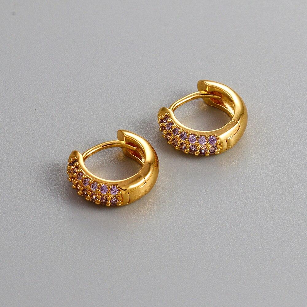 Изысканные маленькие серьги-кольца со сверкающим цирконом из нержавеющей стали, светлые роскошные разноцветные серьги-обнимашки для женщин, модные ювелирные изделия