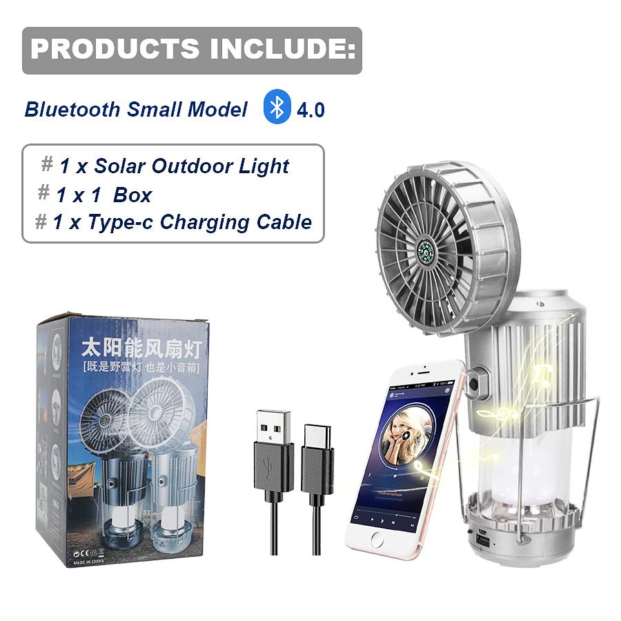 3 In 1 Outdoor Fan Light LED Solar Multifunction Camping Lamp Portable Rechargeable USB Electric Fan Camping Light Outdoor Tools