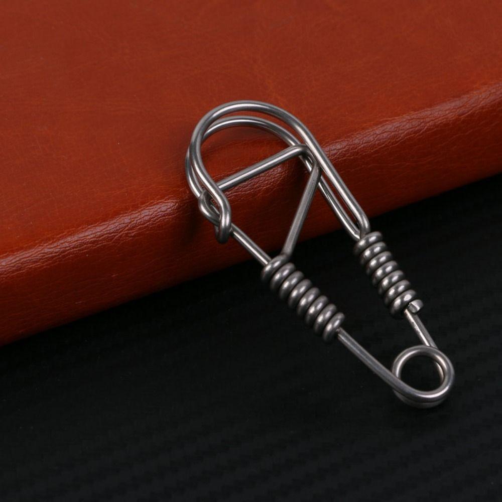 Stainless Steel Clasp Dual Lock Keychain Snap Clip Carabiner Key Ring Belt Clip