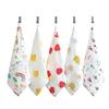 5Pcs Six Layers Gauze Multi-size Baby Towel Highly Absorbent Cotton Soft Square Towels Cartoon Print Kids Handkerchief
