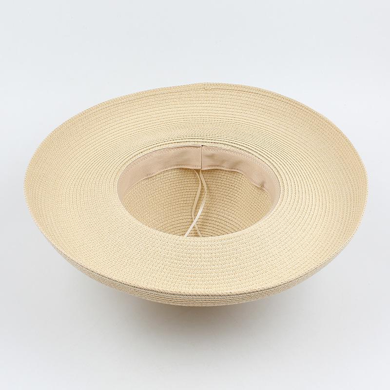 Straw hat women's summer retro fashion bow sunscreen visor seaside vacation foldable big eaves hat