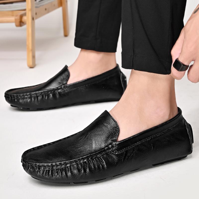 Men’s Moccasins White Loafer Brown Driving Shoes Comfort Flats Wide Shoes Slip-ons Plus Size Shoes for Men Over Sized