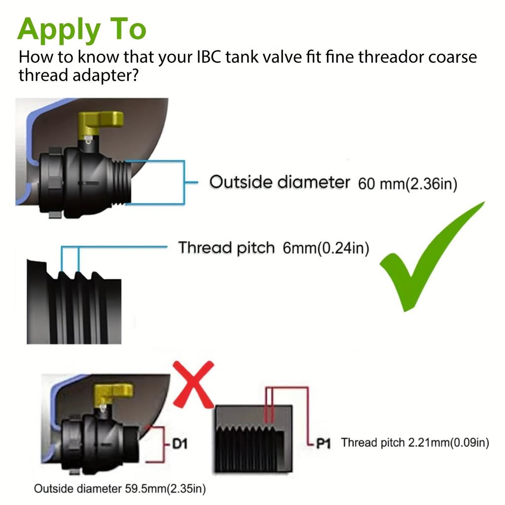 Фитинг адаптера бака IBC S60 * 6, материал из полипропилена и латуни, устойчивый к коррозии, герметичный для оборудования для полива садового шланга, клапан 3/4 дюйма