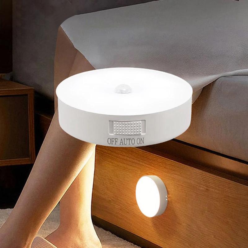 Motion Sensor LED Light USB Nightlights Chargeable Lamp for Kitchen Bedroom Stairs Hallway Cabinet Closet Wardrobe Night Lights ADM