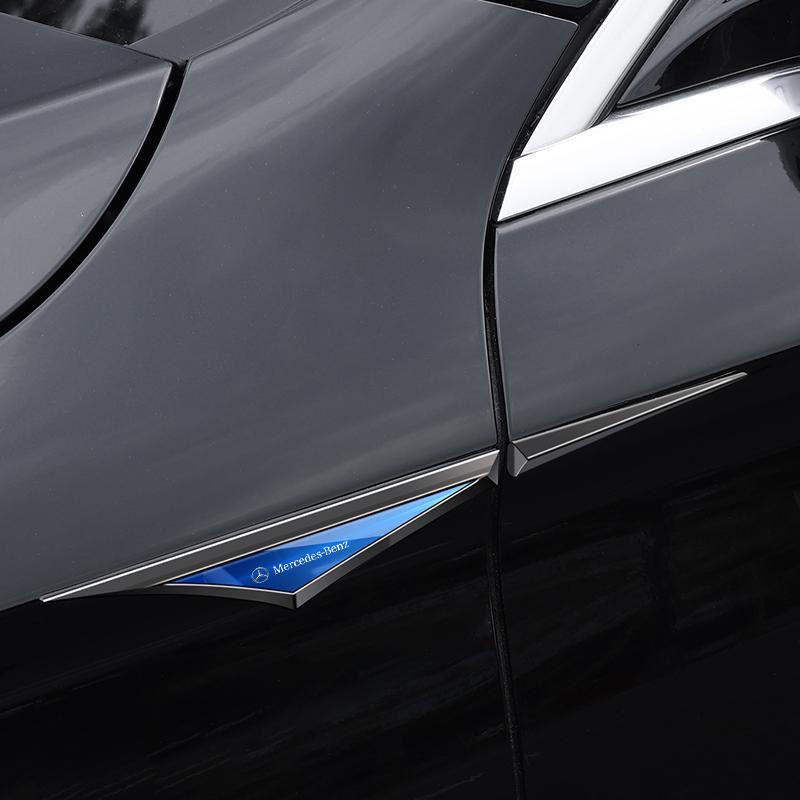 2Pcs Metal Car Fender Side Wing Emblem Badge Sticker for Mercedes Benz AMG B C E Class A Class C200L GLC GLK GLA JL1