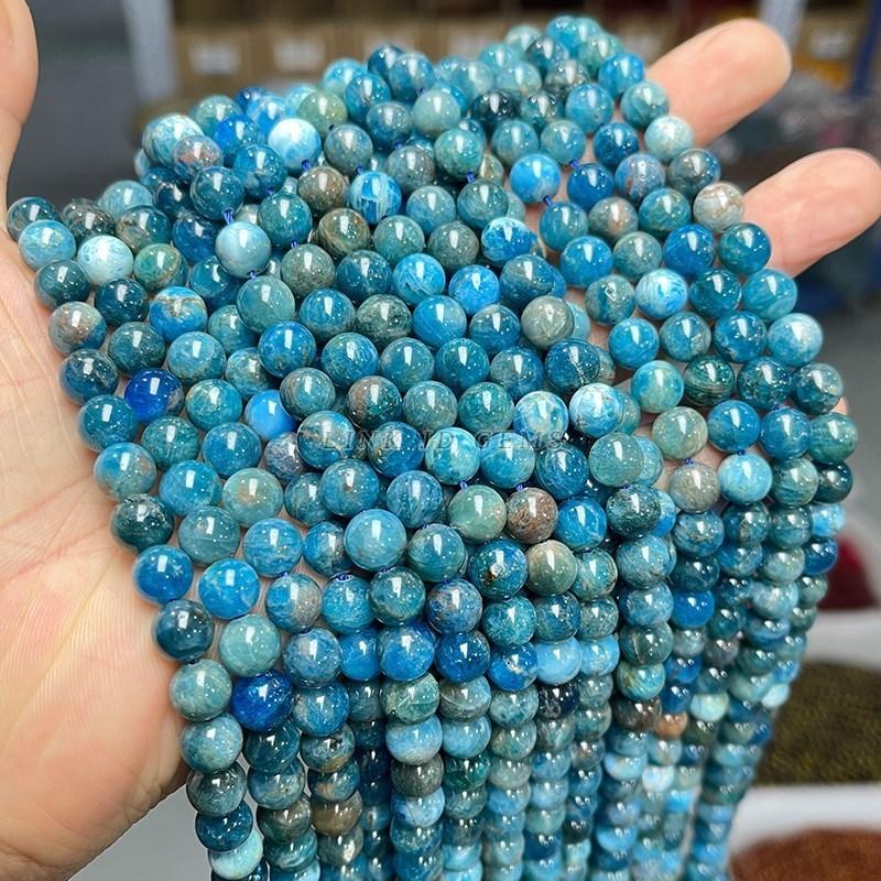 1A Natural Stone Apatite Beads Round Loose Spacer For Jewelry DIY Making Bracelet Earrings Accessories 15'' 6 8 10mm Pick Size