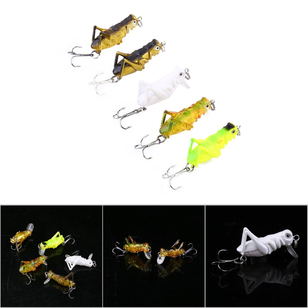 5pcs 4cm Fishing Lures Artificial Grasshopper Lures Insect Shape Hard Bait (#2)