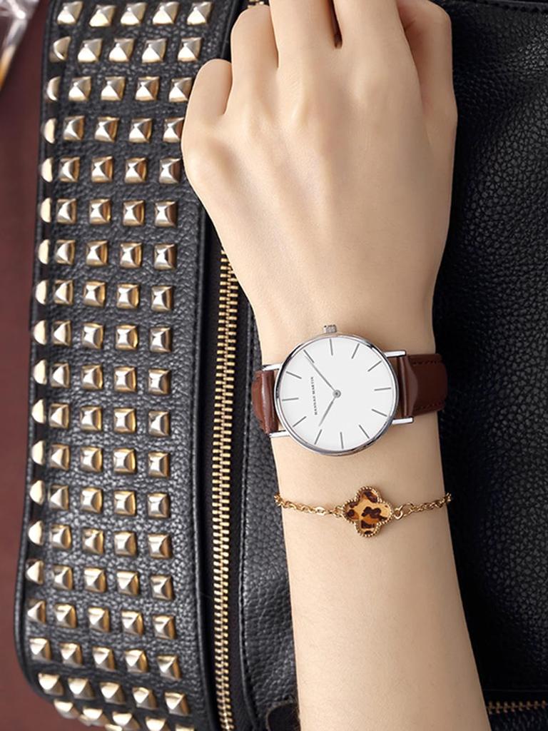 Hannah Martin Watch Stylish Classic Simple Watch Business Japanese Quartz Genuine Leather Band Watch for Women Women's Women's