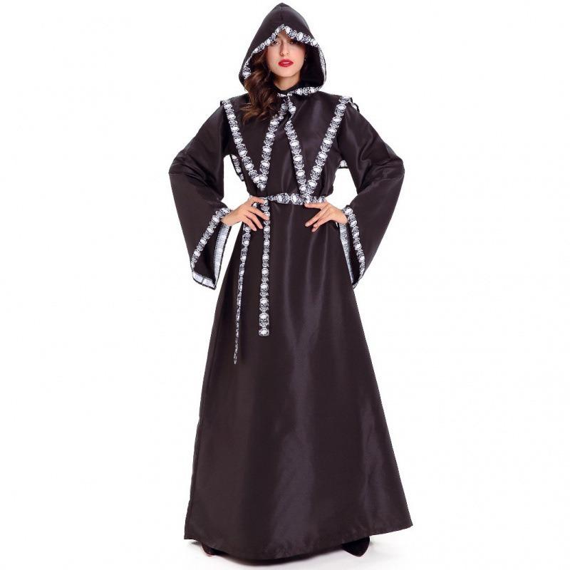 Ladies Cosplay Skull Cloak Reaper Witch Game Uniform, Halloween Costume