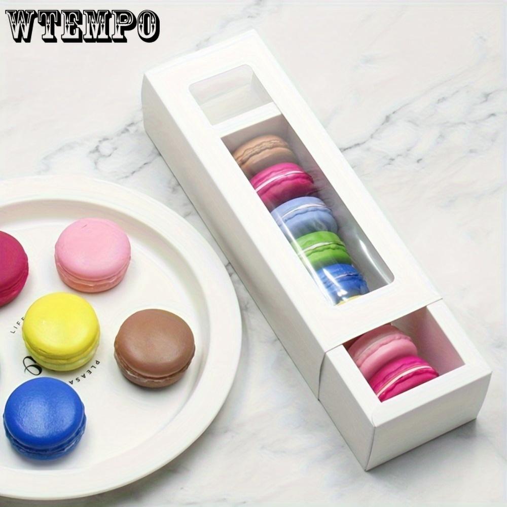 12pcs Macaron Packing Box Transparent Window Kraft Paper Dessert Packaging Box Cookies and Cakes Drawer Box Party Candy Gift Box Gift Party Supplies