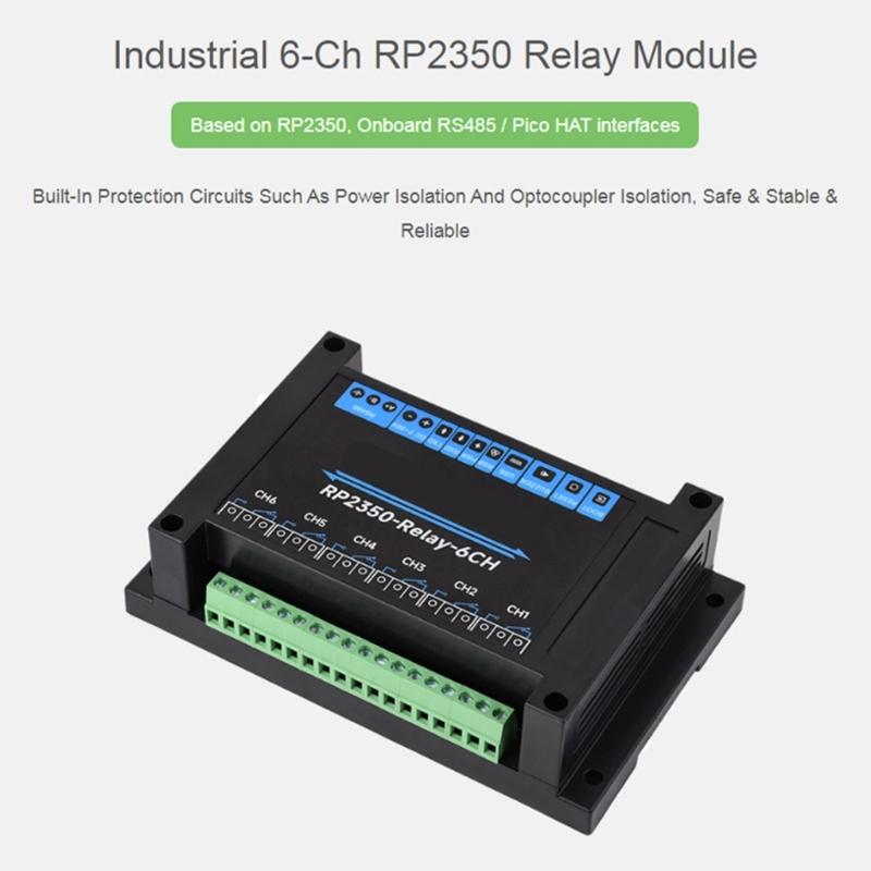 Rail Mount ABS Housing 6 Channel Relays Module Control Onboard for RS485 Interfaces Type C Port Industrial Module