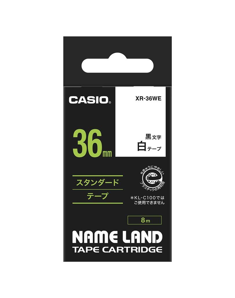 Genuine Casio Label Writer Nameland Tape 36mm Black On White XR-36WE