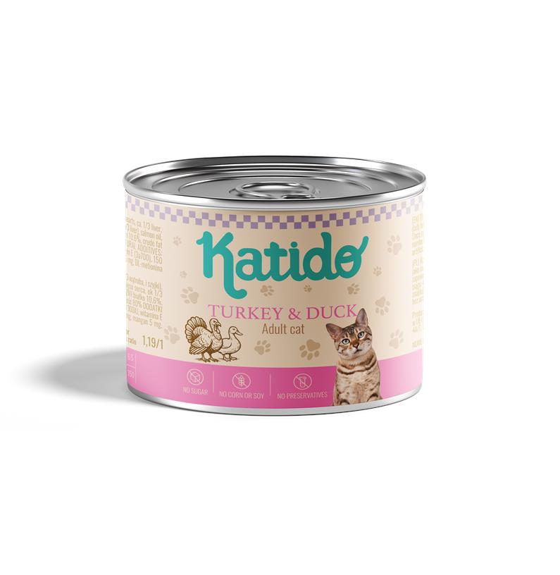 Katido Premium Canned Wet Cat Food Cat Adult Turkey Duck 200g