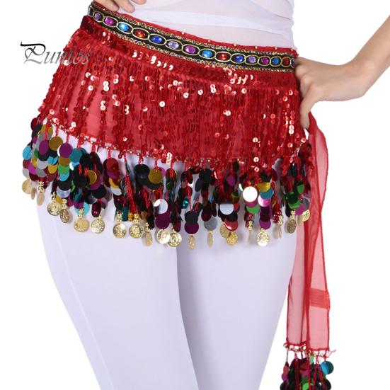 Belly Dance Skirt Sequin Tassel Waist Scarf Exotic Style Tie Up Adjustable Thin Skirt See-through Lace Stage Performance Cosplay Mini Skirt Apron Wrap