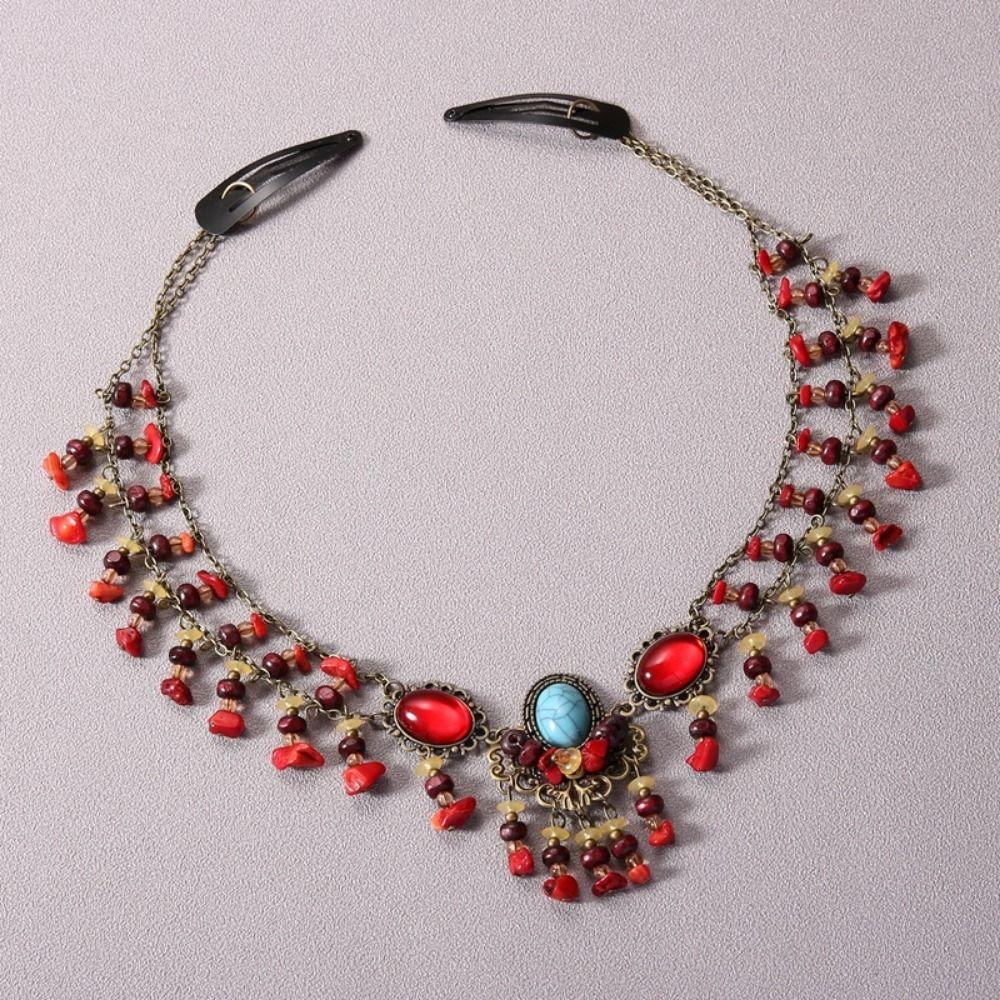 Богемные стили Фестивальная цепочка на лоб Разноцветные бусины Бусины Кисточки Повязки на голову Бохо украшения