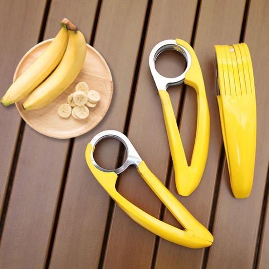 Banana Slicer Stainless Steel Fruit Cutter Chopper Vegetable Salad Slices Cucumber Cutter Kitchen Tool for Fast Food Prep Snacks