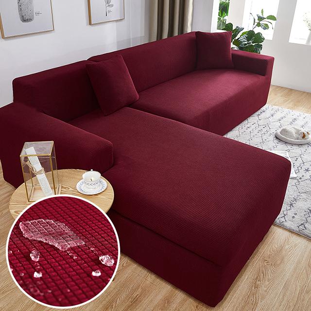 Водонепроницаемые эластичные чехлы для диванов, однотонные чехлы для диванов, L-образный угловой чехол для дивана, защитные чехлы для диванов, 1/2/3/4 сиденья