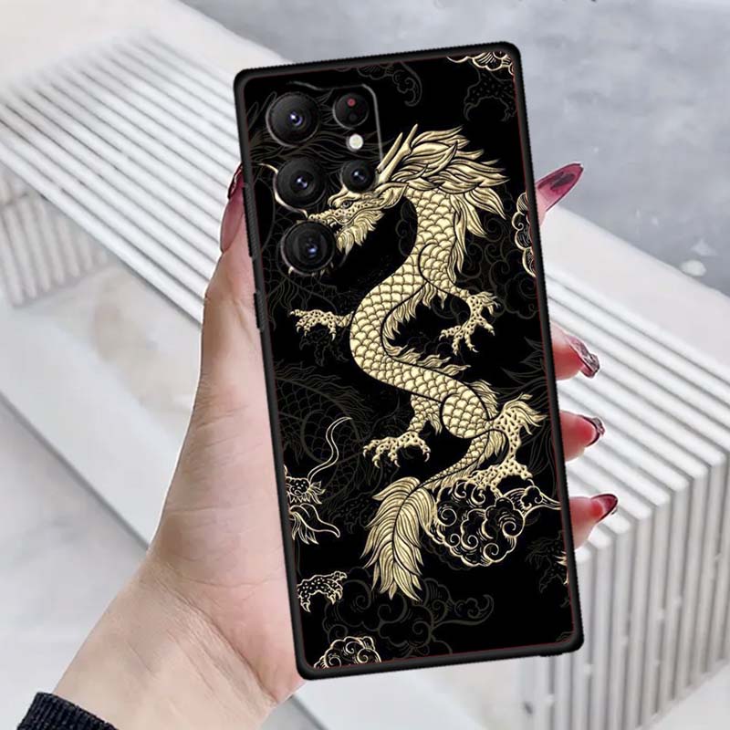 Модная иллюстрация дракона для Samsung Galaxy S26 S25 S24 S23 S22 S21 S20 Ultra Plus FE 5G Черный Мягкий ТПУ Чехол для телефона