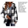 Fall Winter Women Jacket with Fake Pockets Contrast Color Plaid Print Plus Size
