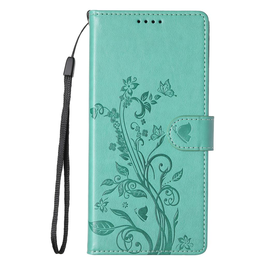 For Xiaomi Redmi Note 14 Pro 4G Wallet Case Butterfly Floral Imprint PU Leather Phone Cover with Wrist Strap