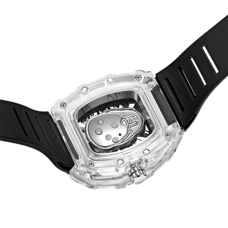 UTHAI BK145 Модные мужские часы, прозрачные кварцевые часы с полым механизмом в форме бочки, водонепроницаемые часы, подарочные часы для мужчин