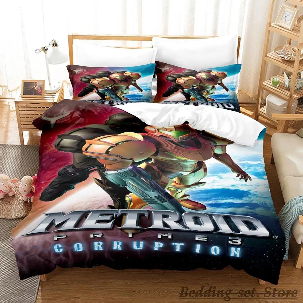 Metroid Prime Bedding Set Single Twin Full Queen King Size Bed Set Adult Kid Bedroom Duvetcover Sets Game Parure de lit Bed