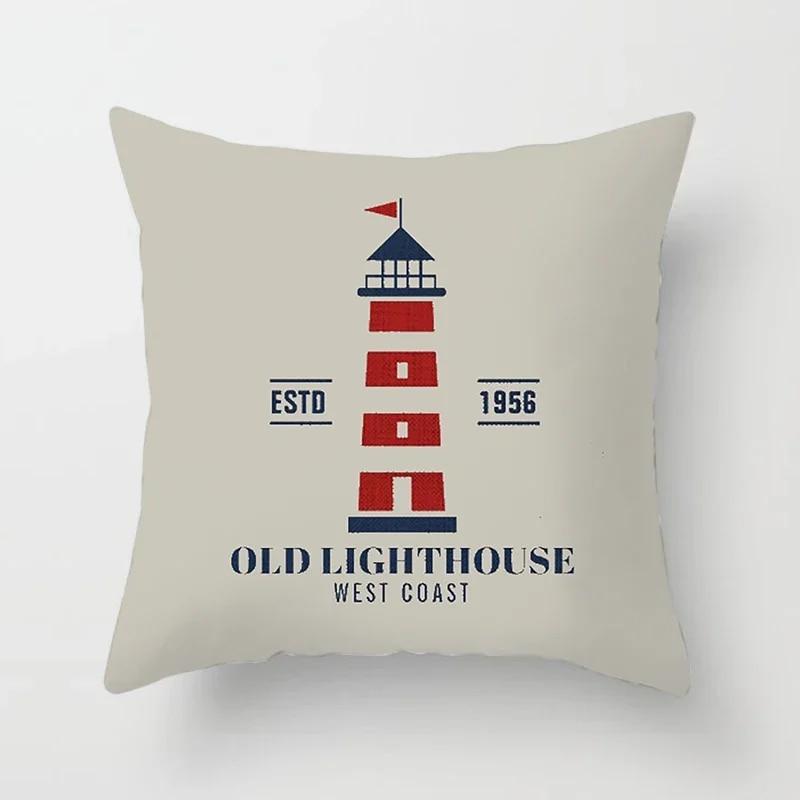 Домашний декор компас якорь наволочка синяя средиземноморская подушка подарок диван офисный аксессуар украшение 45x45 см