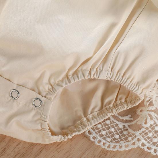 Платье-комбинезон из кружева для девочки, платье с цветочным кружевом, регулируемые бретели, эластичные манжеты, платье в стиле бохо, дышащий наряд для фотосессии малыша