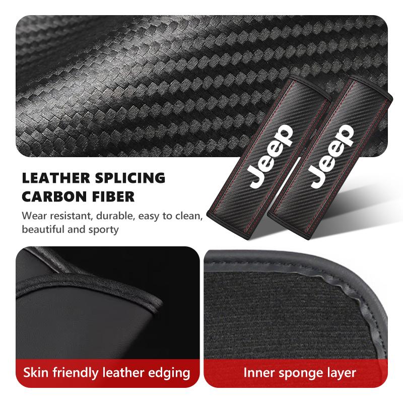 APK6 Car Belt Carbon Fiber Shoulder Protector Pad Accessories For Jeep Grand Cherokee Patriot Renegade Compass Wrangler