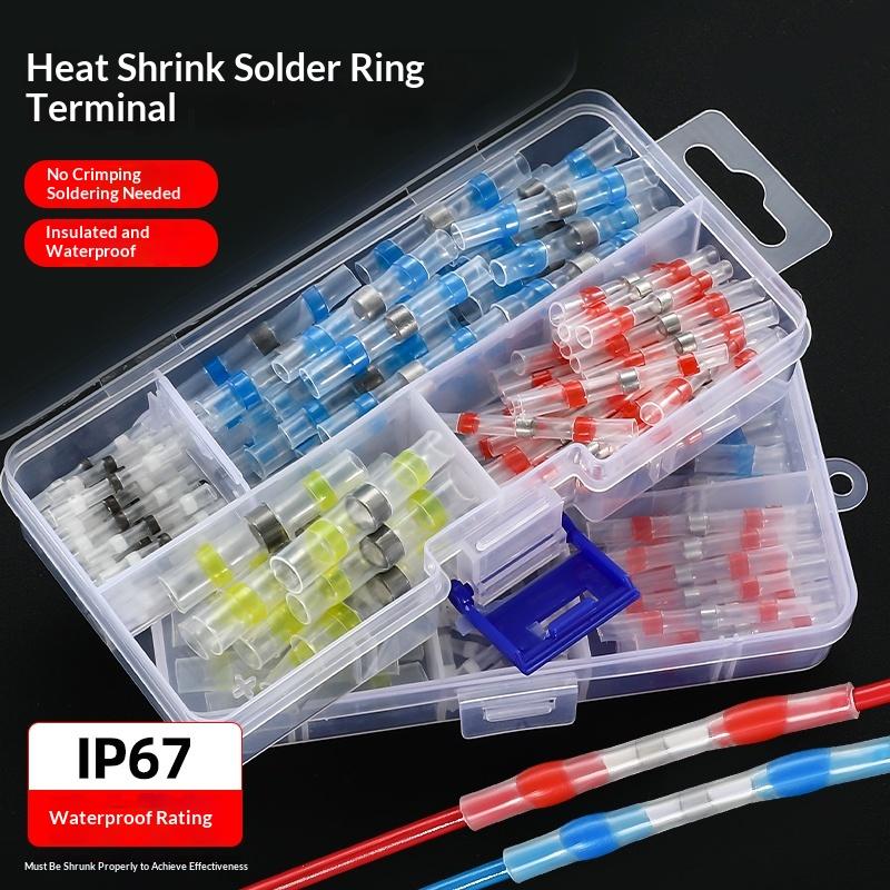 50/70/100Pcs Electric Copper Tape Solder Sleeve Waterproof Solder Seal Tin Ring Heat Shrink Butt Wire Connector Terminal