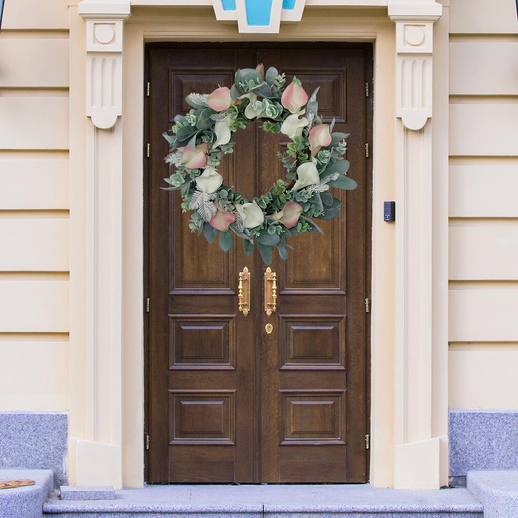 Искусственный Цветочный Венок Искусственный Цветочный Весенний Венок для Входной Двери Дома Стены Окна Вечеринка Праздничный Декор ПУ Ротанг Белый