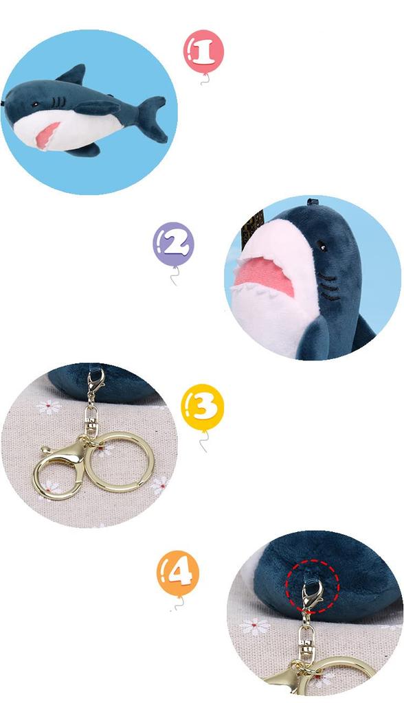Bralafia Shark Keychain Plush Toy, Cute Marine Animal, Valentine's Day, Children's Day, Birthday, Christmas Gift (15cm, Blue)